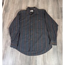 Vintage Sears Roebuck Flannel Shirt Mens Large Striped Cotton Button Up 70s