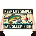 Vintage Fishing Rustic Fisherman Tin Metal Signs Home Décor 8x12