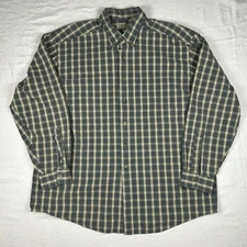 L.L. Bean Mens XL Blue White Tartan Plaid Shirt Long Sleeve Pocket Button Down