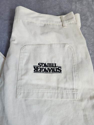 New Stranger Things Pants Men's 36 Beige Double Knee Jeans Upside Down Pocket - Picture 2 of 11