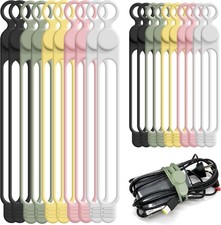 Nearockle 20-Pc Silicone Cable Ties   4.2"  7.1", Reusable, 5 Colors