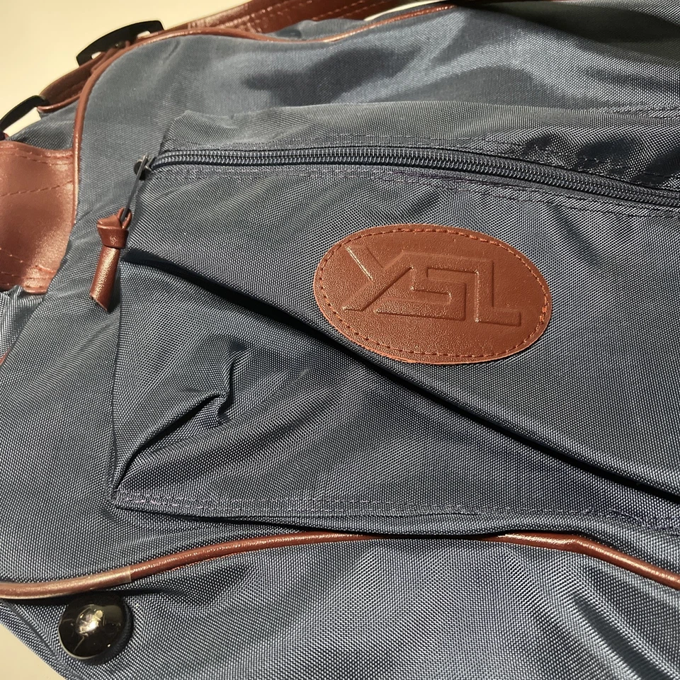 Bolso Mensajero Bandolera Lateral Vintage YSL Yves Saint Laurent Azul Marrón Corea Foto 4 de 4