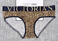 Victoria's Secret NWT Large Black Exploded Logo Leopard Print Hiphugger Panty