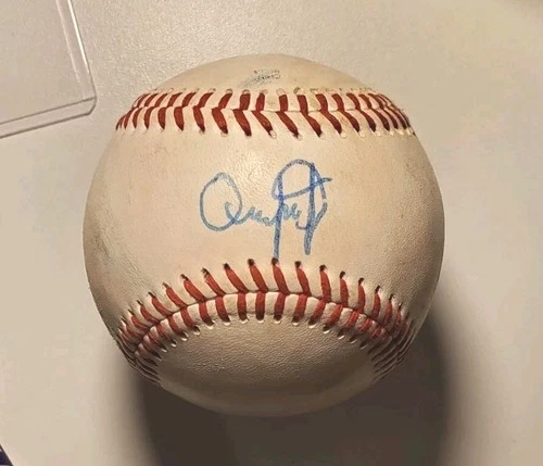 Autographed Baseball game used EDUARDO QUINTERO Los Angeles Dodgers
