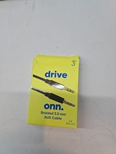 Onn Drive Braided 3.5 MM AUX Cable. 3'. Open Box.