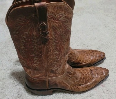 Lucchese 1883 N1132 Men Brown Caiman Belly Western Boots Size 9D Round Toe