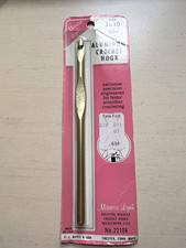 Marcia Lynn Crochet Hook Size J or 10 Made In USA Aluminum Gold Vintage