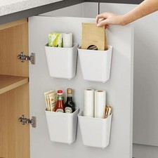 4 Piece Kitchen Cabinet Door Storage Box,Self Adhesive Wall Mounted Storage B...