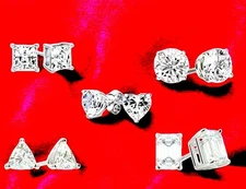 925 Sterling Silver CZ Stud Earrings Cubic Zirconia Women 5PC Earrings Set 