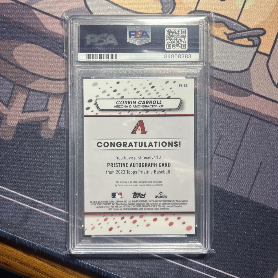 CORBIN CARROLL 2023 Topps Pristine Refractor RC #PACC AUTO AUTH / PSA 10   - Image 2 of 2