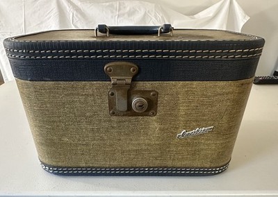 Vintage 1950s Carrylite Train Case w/ Mirror   Mid-Century   Lock Works