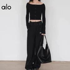 Alo Women's Wide Leg Pants Straight Legged Trousers-