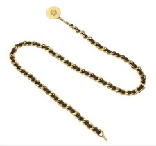 Chanel Chain Belt Camellia Motif Leather Black Leather Gold Hardware Accessories