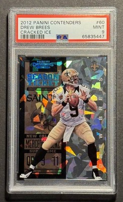 2012 Panini Contenders Season Ticket Cracked Ice #60 Drew Brees 9/20 Jersey PSA9