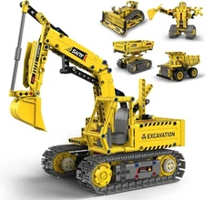 Remote Control Excavator Toy 5 in 1 RC Construction Building Block Robotics Kit