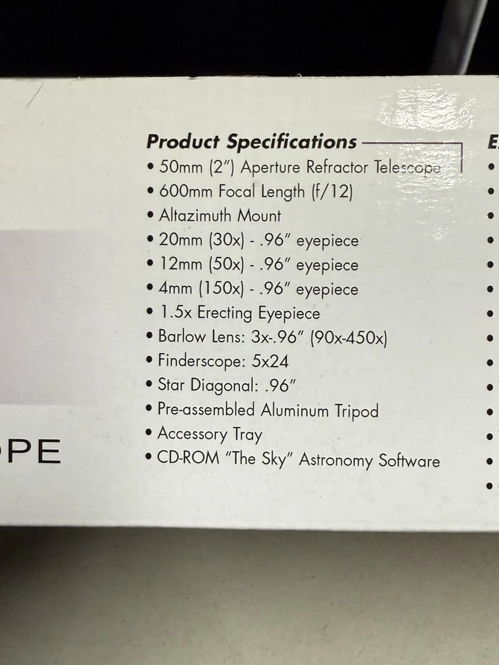 Celestron - PowerSeeker 50AZ Telescope - 50mm Refractor Telescope w/ Tripod NEW! - Image 3 of 3