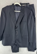 Jos. A Bank Black suit 46 Short Wool Jacket Mens Pinstripe Pants Suit
