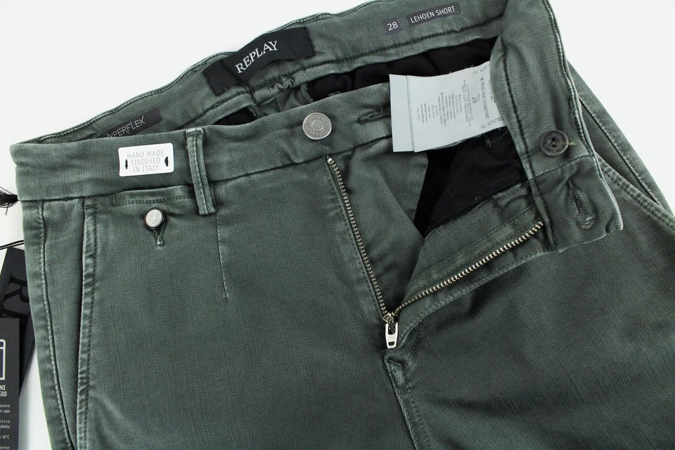 REPLAY Lehoen Men`s Shorts W28 Summer Bermuda Green  stretchy   - Image 3 of 4