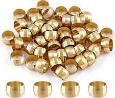 50 Pack 3/8Inch Tube OD Brass Compression Sleeves Ferrules Fitting for Air Water