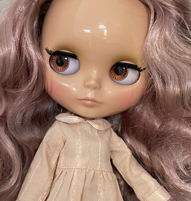 12'' Neo Blythe Doll Jessy Nude Joint Body Dark Skin Shiny Face Long Hair Wig Toy