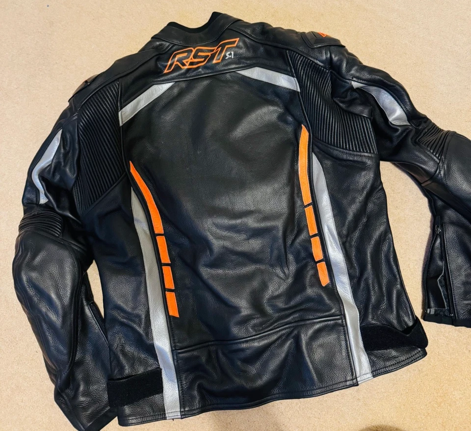 RST S1 CE Mens Leather Sport Motorcycle Jacket Black / Orange TriCore Made - Image 4 of 4