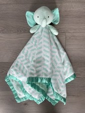 Cloud Island Large Elephant Lovey Plush Mint Green White Minky Security Blanket