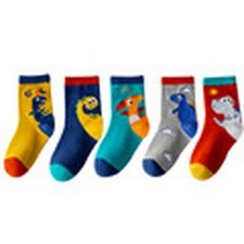 Mid Tube Cotton Sock Baby Boy Cute Cartoon Dinosaur Theme Children's Socks 5Pair