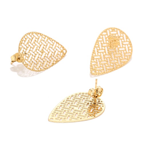 20pcs Stainless Steel Gold Hollow Leaf Earrings Connector Post Jewelry Making - Picture 5 of 5