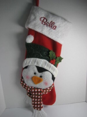 Christmas Stocking Personal Creations Monogram BELLA 3D Snowman 17 in.