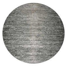 12'x12' Tricorn Black Striae Design Silk and Wool Hand Knotted Round Rug R75337