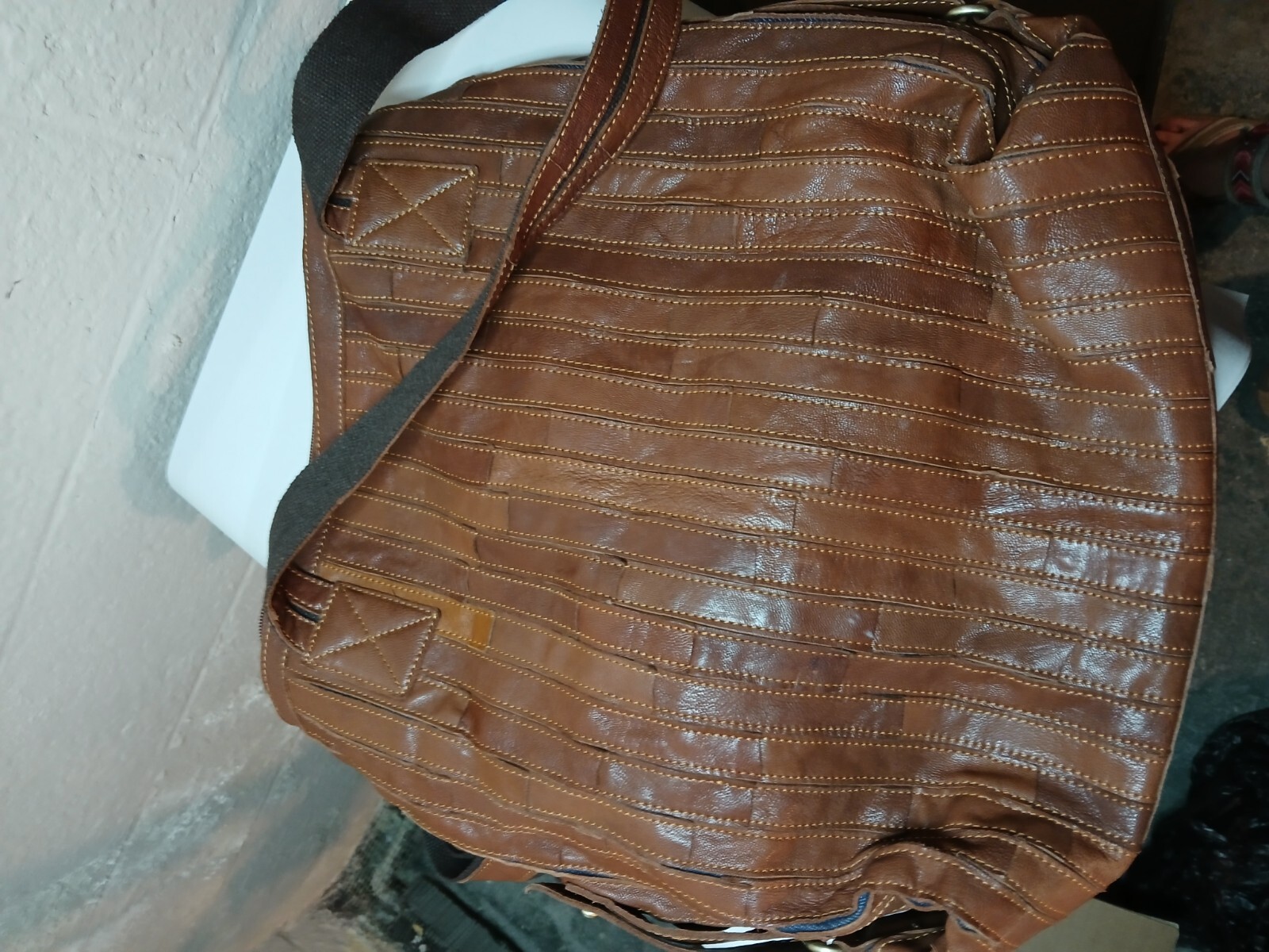 HTF LARGE Ameri Leather Twisted Boho Hippie Cross… - image 8