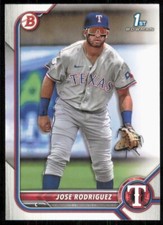 Jose Rodriguez 2022 Bowman Prospects Rookie 1st Card RC #BP-62 Texas Rangers. rookie card picture