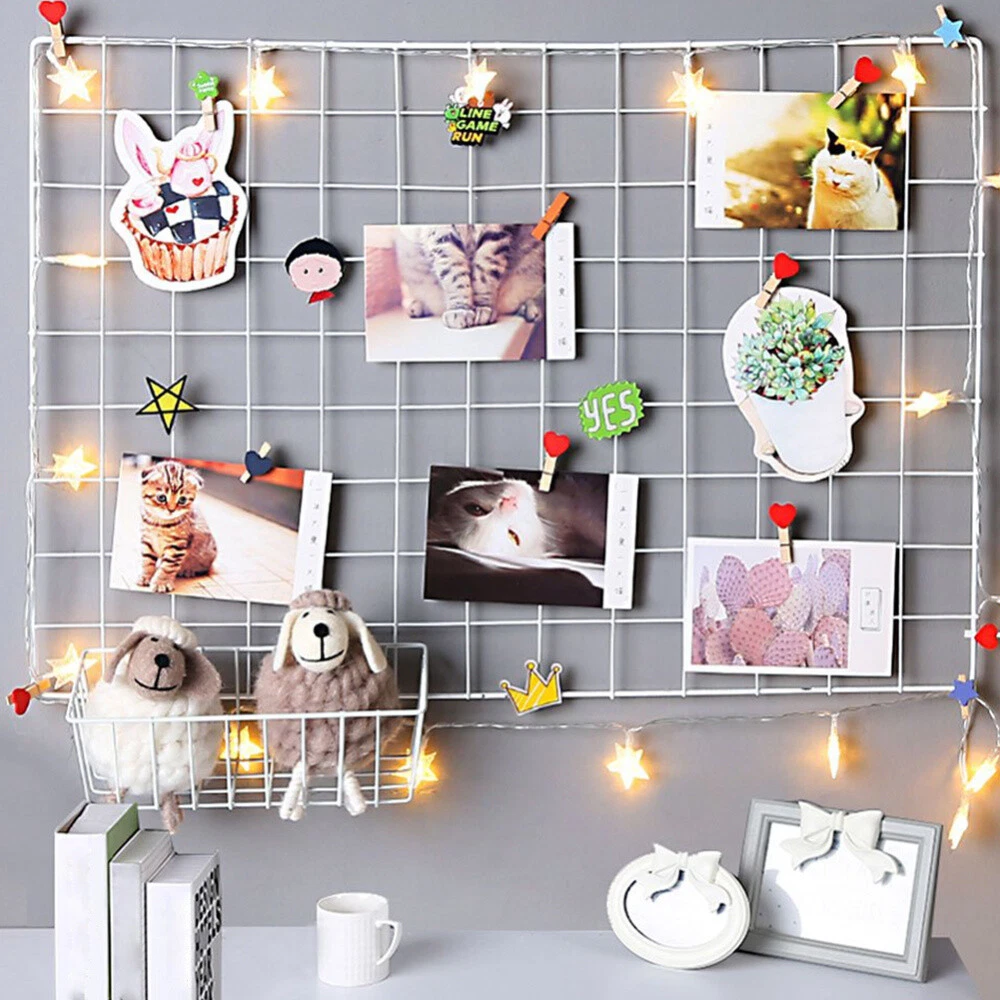 Iron Rack Clip Photo Display Wall Grid Photo Wall Storage