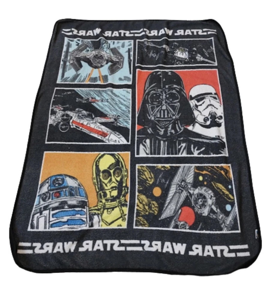 Star Wars Blanket Fleece Throw 42" x 64 " Darth Vader C3PO R2D2 Lucas Films - Image 2 of 3