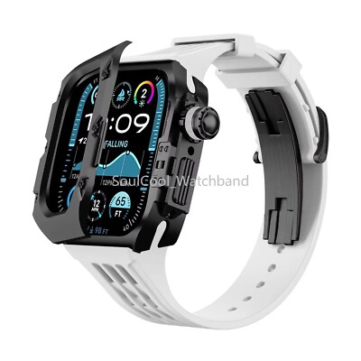 Titanium Case Fluorinerubber Band Mod Kit For Apple Watch Ultra 2 49/44/45mm