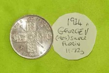 1914 gEF Silver One FLORIN Coin George V (1910-36) 11.32grams Lustre (a)