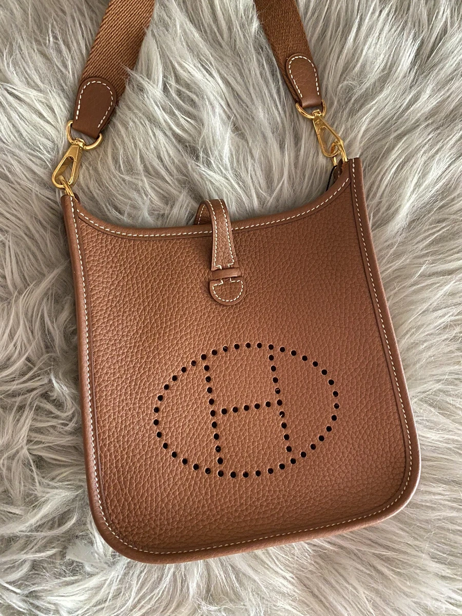 Hermes Gold Brown Mini TPM Evelyne Messenger Bag