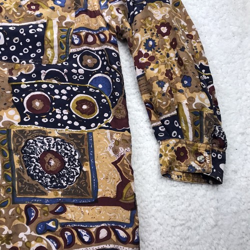 Jane Ashley Button Shirt Women M Geometric FLORAL Abstract 100% Silk Long Sleeve - Picture 9 of 15
