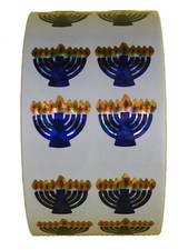 400 Jewish Menorah Stickers in roll of 100 modules. Each Sticker 0.75" RPZ8200
