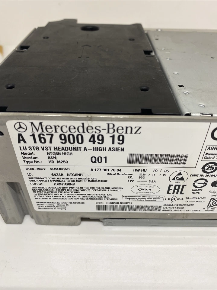 Mercedes W167 Head Unit High Asien NTG6N Navigation Radio STG Modul A1679004919 - Bild 2 von 4