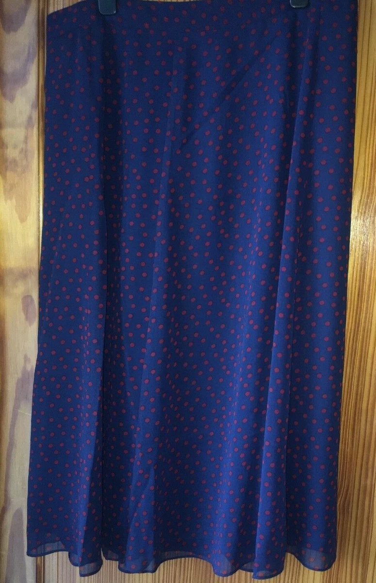 Boden Size 16 Midi Skirt Navy Blue Red Polka Dots New Tags eBay