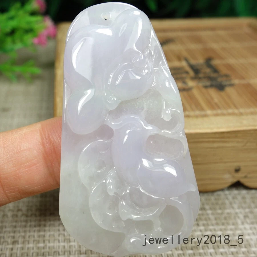 Certified Icy purple Burma 100% Natural A jadeite jade Pendant~Lucky Bird 如意吉祥鸟 - Image 3 of 4