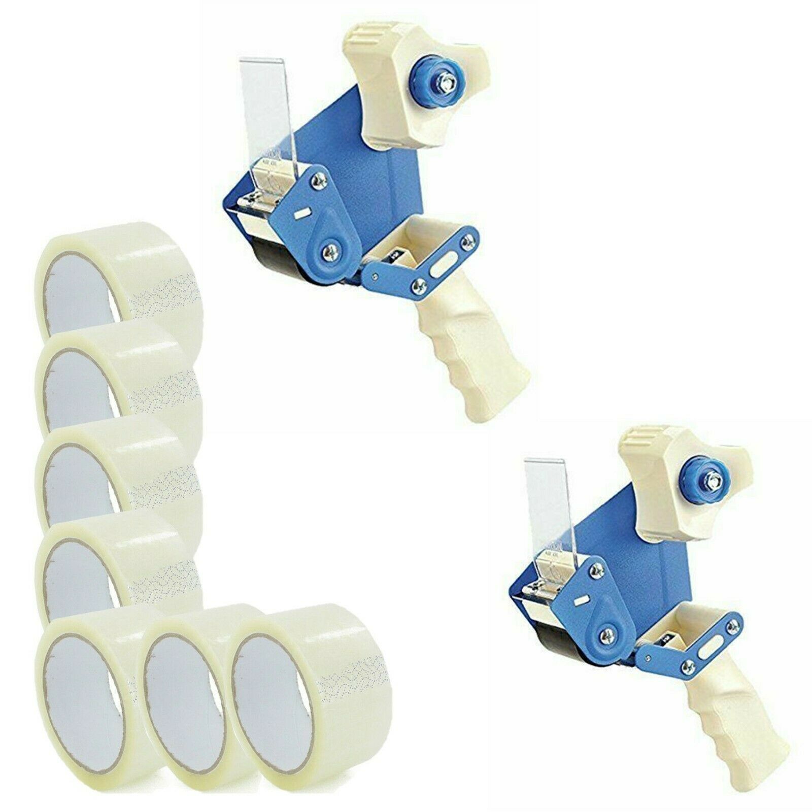 2x Tape Dispenser Industrial Packing Gun Shipping w/ 6 Rolls 2 Mil 2