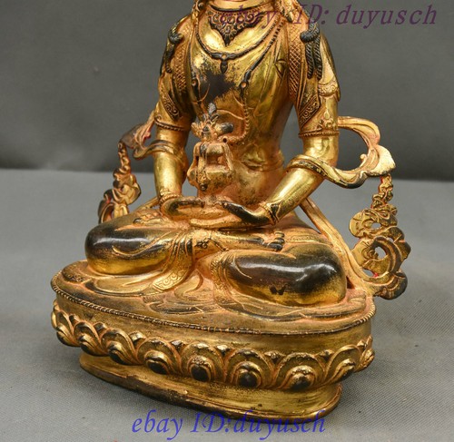 13" Old Tibet Buddhism Bronze Gilt Amitayus longevity God Goddess Buddha Statue - Picture 9 of 12