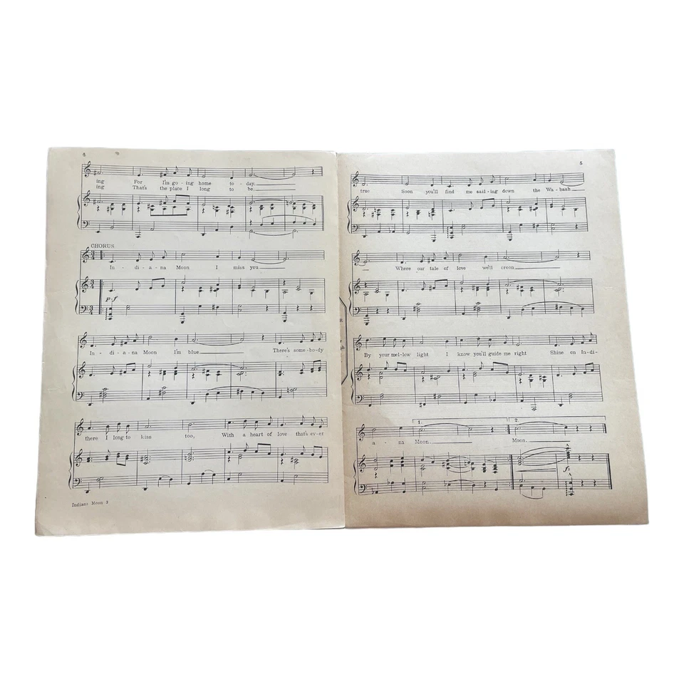 Indiana Moon Sheet Music 1920s Benny Davis Isham Jones Vincent Lopez Cover VTG - Image 3 of 4