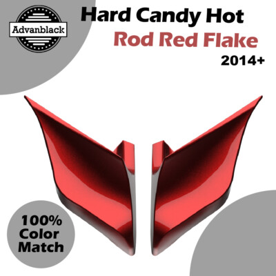 Hard Candy Hot Rod Red Flake  Stretched Extended Side Covers Fits Harley 14+