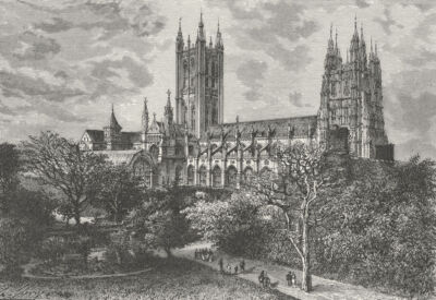 KENT. Canterbury cathedral c1885 old antique vintage print picture