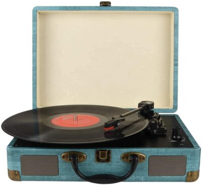 Maleta Tocadiscos De Vinilo Portátil Con Receptor Bluetooth Altavoces Tornamesa