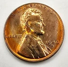 1940 S Lincoln Wheat Cent AU Details RD/RB Light Rainbow Album Toned Penny