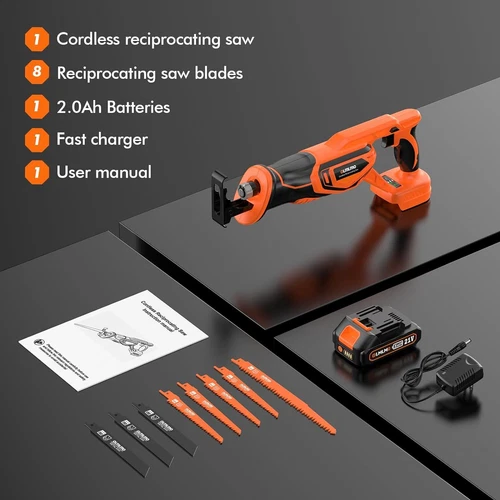 3000rpm 21V Akku Säbelsäge Mit 8 Sägeblätter Elektrische Reciprosäge Tigersäge - Bild 6 von 6